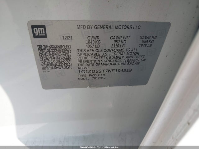 1G1ZD5ST7NF104319 Chevrolet MALIBU LT