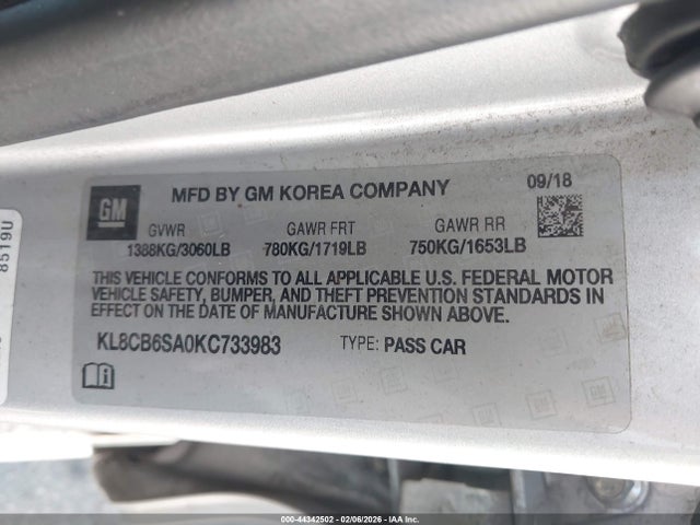 Chevrolet Spark Ls Cvt 2019 KL8CB6SA0KC733983 Image 9