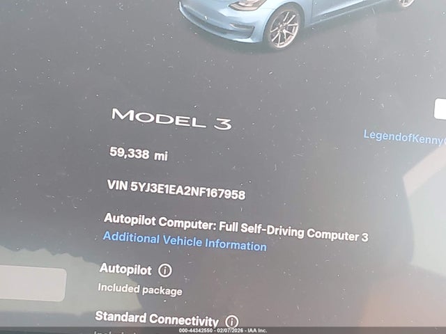 Tesla Model 3 Rear-wheel Drive 2022 5YJ3E1EA2NF167958 Image 14