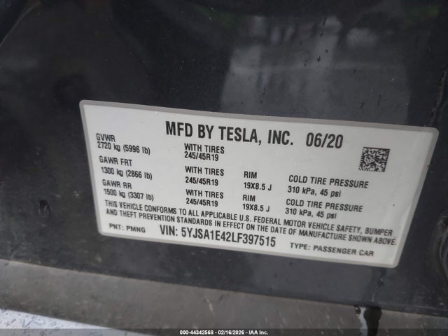 2020 TESLA MODEL S 5YJSA1E42LF397515 Photo 8