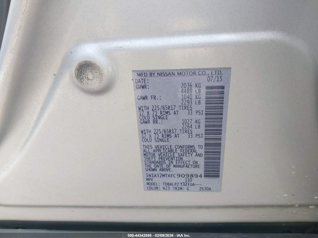 Nissan ROGUE S 2015 5N1AT2MTXFC909894 Image 9