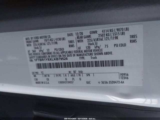 1FTBR1Y8XLKB79526 Ford Transit-250