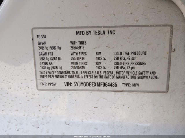 2021 TESLA MODEL Y 5YJYGDEEXMF064435 Photo 8