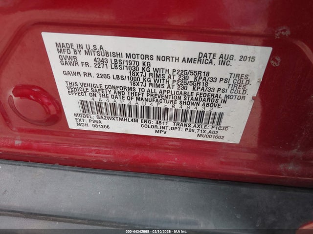 2015 MITSUBISHI OUTLANDER SPORT 4A4AP3AU4FE048432 Photo 8