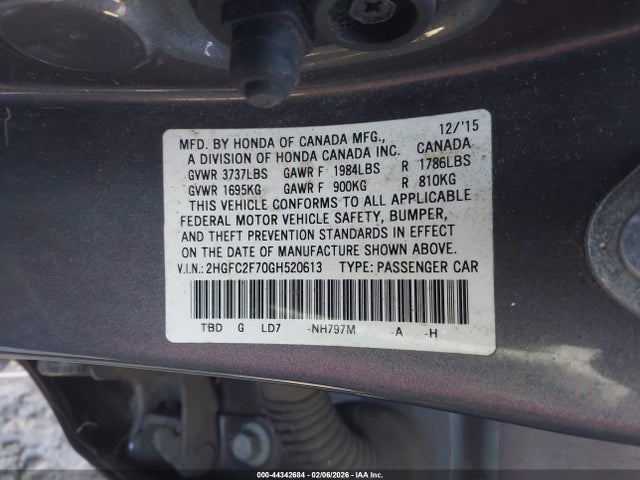 Honda CIVIC EX 2016 2HGFC2F70GH520613 Image 9