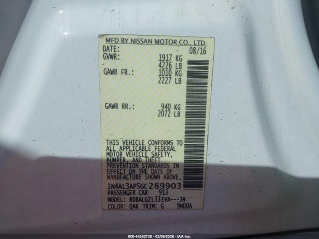 1N4AL3AP5GC289903 Nissan Altima 2.5 S