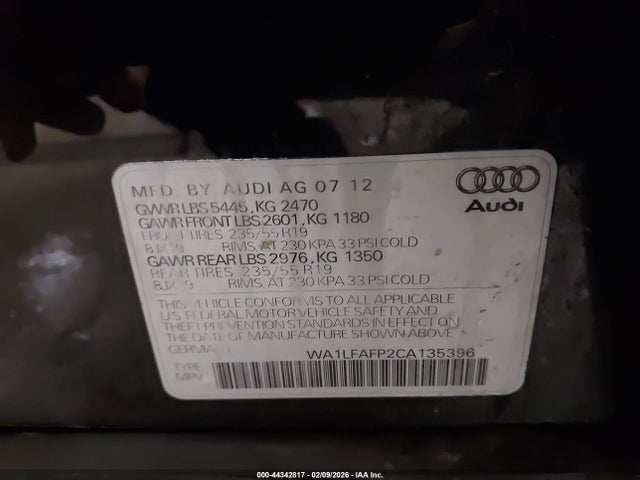 2012 AUDI Q5 WA1LFAFP2CA135396 Photo 8