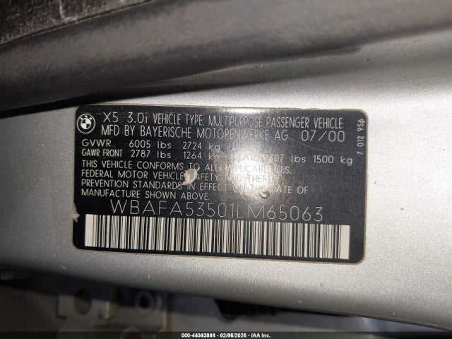 Aukcja sprzedaży 2001 Bmw X5 3.0, vin: WBAFA53501LM65063, numer aukcji: 44342841