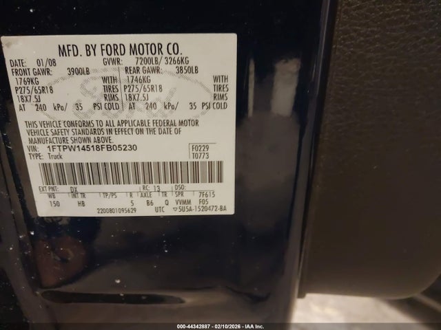 2008 FORD F-150 1FTPW14518FB05230 Photo 8