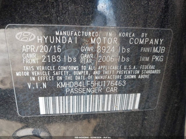 Aukcja sprzedaży 2017 Hyundai Elantra Se, vin: KMHD84LF5HU176463, numer aukcji: 44342900