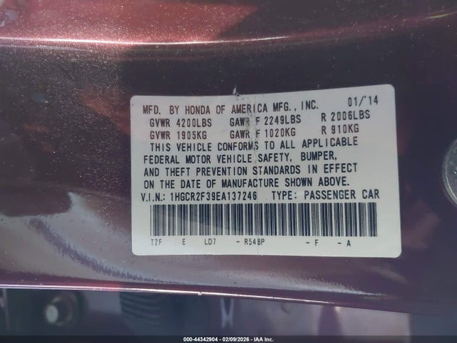 1HGCR2F39EA137246 Honda ACCORD LX