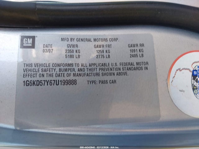 2007 CADILLAC DTS 1G6KD57Y67U199888 Photo 8