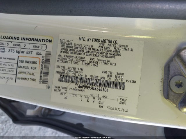 3FA6P0H95HR346104 Ford FUSION SE