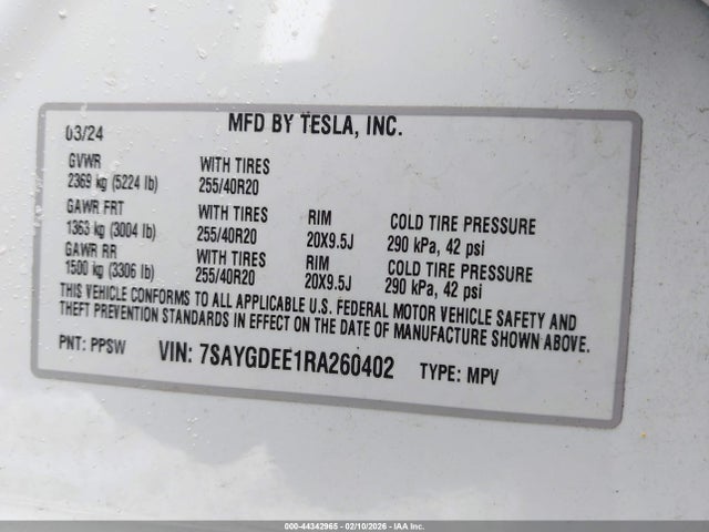 2024 TESLA MODEL Y 7SAYGDEE1RA260402 Photo 8