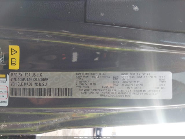 2025 JEEP GLADIATOR 1C6PJTAG9SL505598 Photo 8