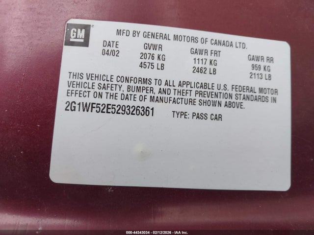 2002 CHEVROLET IMPALA 2G1WF52E529326361 Photo 8
