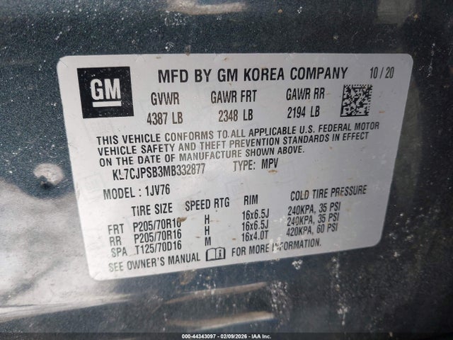 2021 CHEVROLET TRAX KL7CJPSB3MB332877 Photo 8