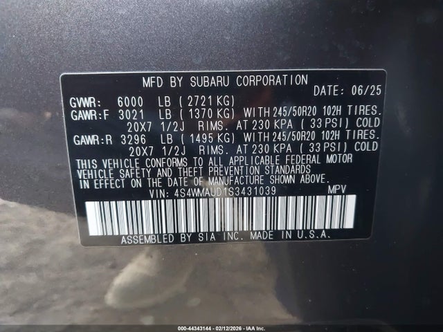 2025 SUBARU ASCENT 4S4WMAUD1S3431039 Photo 8
