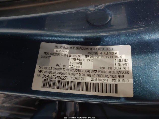2017 Mazda Mazda3 Sport მანქანა იყიდება აუქციონზე, vin: 3MZBN1U73HM142226, აუქციონის ნომერი: 44343261