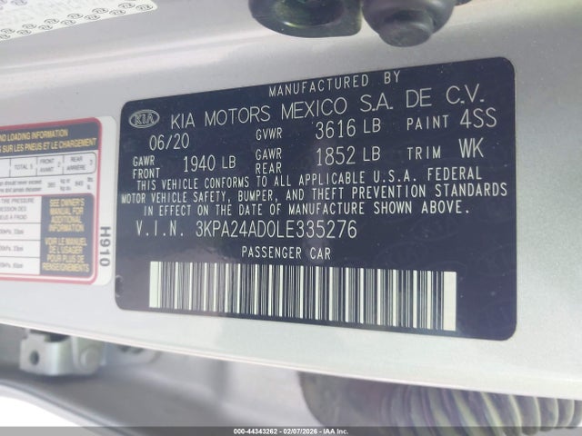 3KPA24AD0LE335276 KIA RIO LX