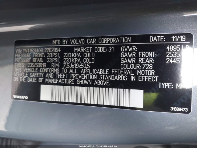 2020 VOLVO XC40 YV4162UK4L2262894 Photo 8