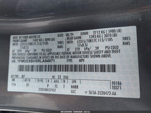 2024 Ford Bronco Outer Banks მანქანა იყიდება აუქციონზე, vin: 1FMDE8BH5RLA94971, აუქციონის ნომერი: 44343584