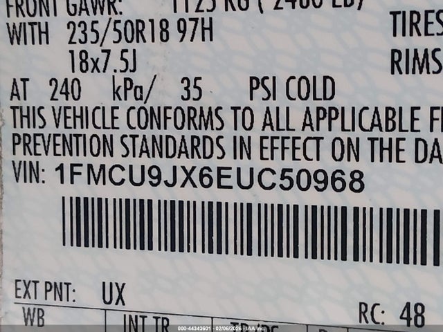 1FMCU9JX6EUC50968 Ford Escape Titanium
