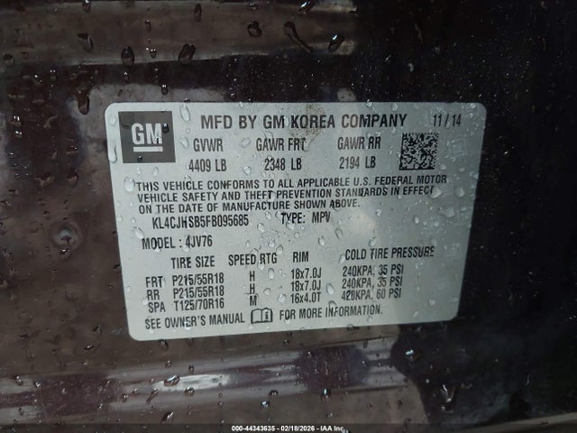 Продажа на аукционе авто 2015 Buick Encore Premium, vin: KL4CJHSB5FB095685, номер лота: 44343635