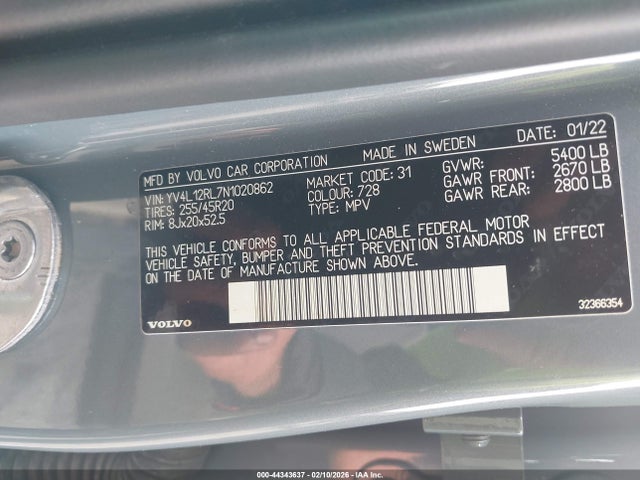 2022 VOLVO XC60 YV4L12RL7N1020862 Photo 8