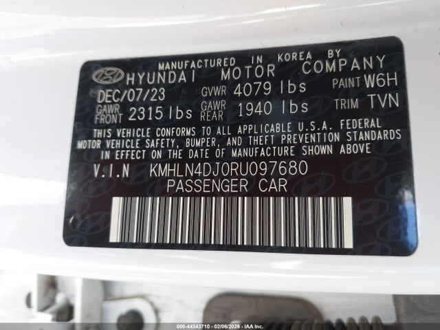 Aukcja sprzedaży 2024 Hyundai Elantra Hybrid Limited, vin: KMHLN4DJ0RU097680, numer aukcji: 44343710