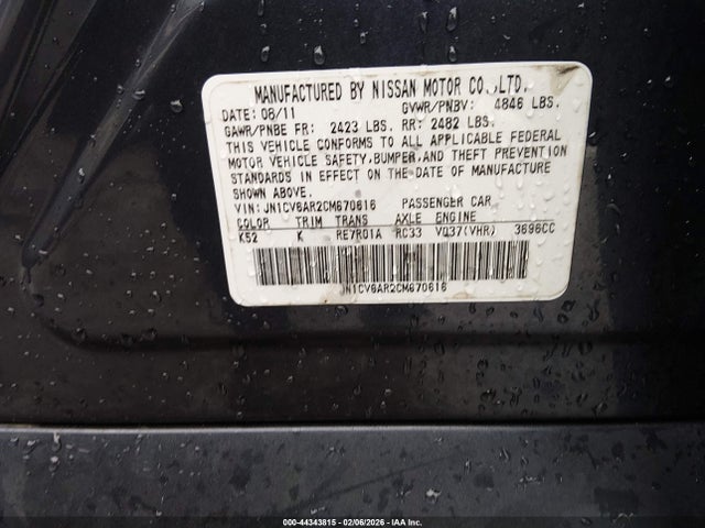 Продаж на аукціоні авто 2012 Infiniti G37x, vin: JN1CV6AR2CM670616, номер лоту: 44343815
