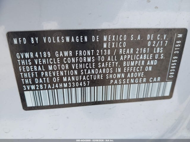 Продаж на аукціоні авто 2017 Volkswagen Jetta 1.4t S, vin: 3VW2B7AJ4HM330457, номер лоту: 44343889