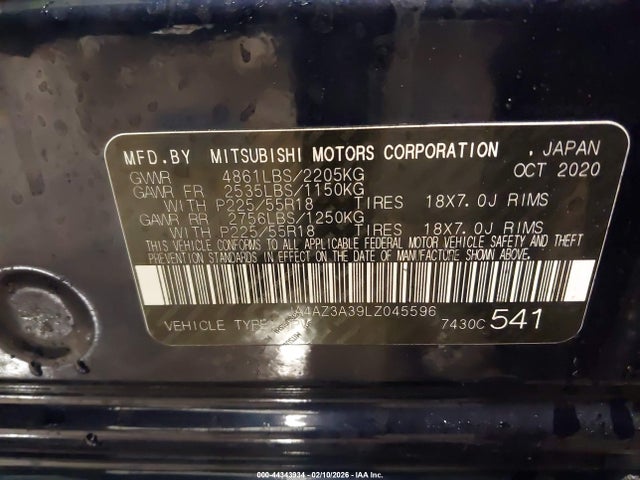2020 MITSUBISHI OUTLANDER JA4AZ3A39LZ045596 Photo 8