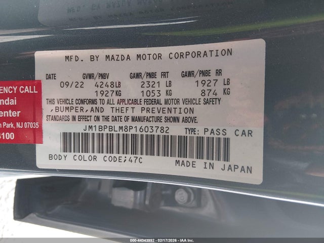 Продажа на аукционе авто 2023 Mazda Mazda3 2.5 S Carbon Edition, vin: JM1BPBLM8P1603782, номер лота: 44343992