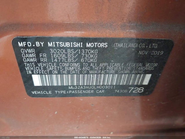 2020 MITSUBISHI MIRAGE ML32A3HJ0LH003011 Photo 8