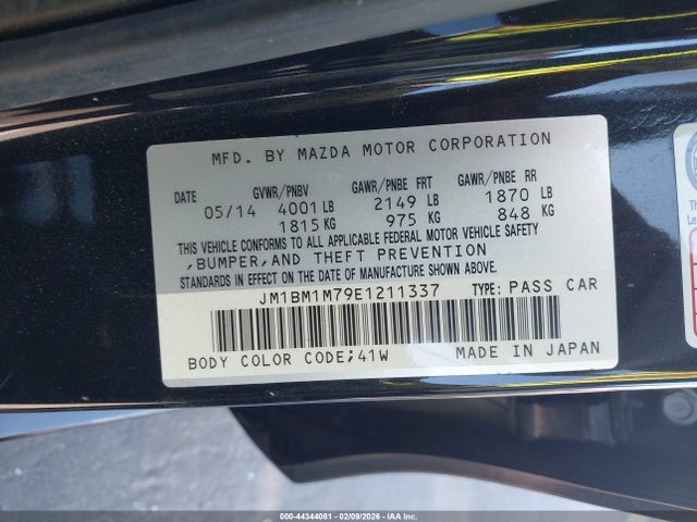 Продажа на аукционе авто 2014 Mazda Mazda3 I Grand Touring, vin: JM1BM1M79E1211337, номер лота: 44344081