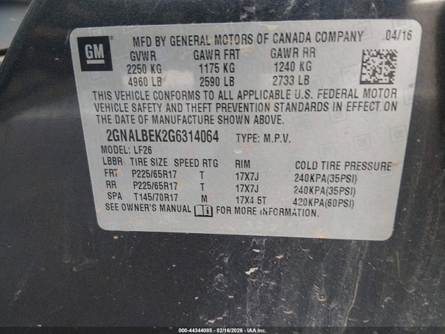 2GNALBEK2G6314064 Chevrolet EQUINOX LS