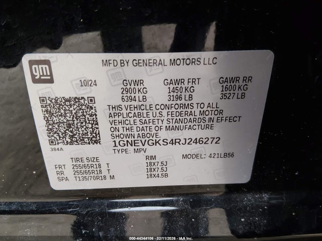 1GNEVGKS4RJ246272 Chevrolet Traverse Awd Lt