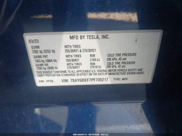 7SAYGDEF7PF705217 Tesla Model Y Performance Dual Motor All-wheel Drive