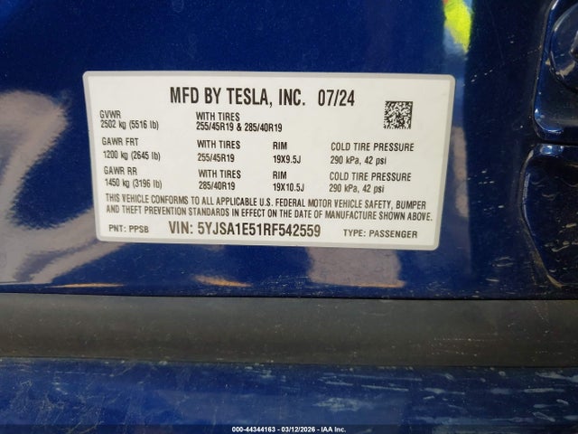 Tesla Model S Long Range 2024 5YJSA1E51RF542559 Image 9