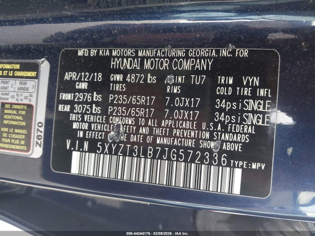 5XYZT3LB7JG572336 Hyundai Santa Fe Sport 2.4l