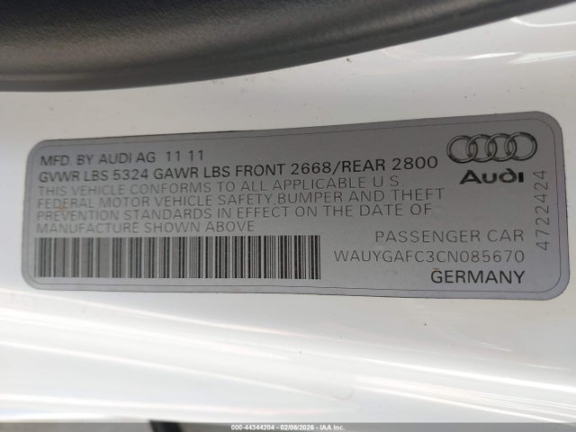 2012 AUDI A7 WAUYGAFC3CN085670 Photo 8