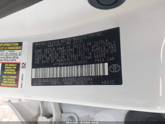 Продажа на аукционе авто 2025 Toyota Camry Se, vin: 4T1DAACK9SU139505, номер лота: 44344214