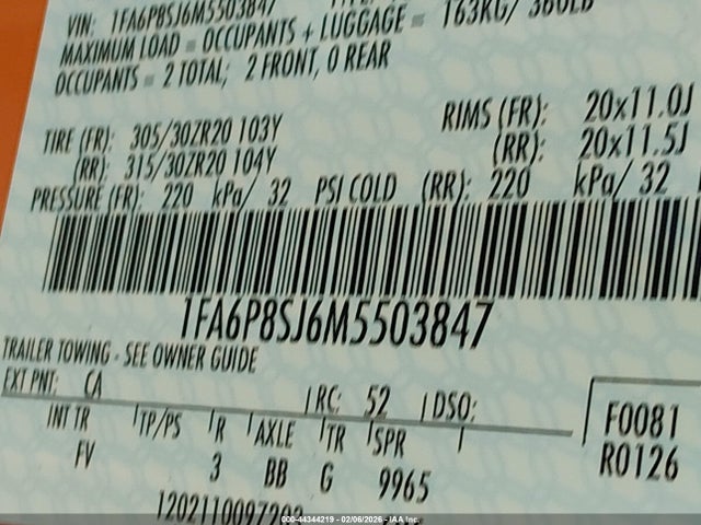 2021 FORD MUSTANG 1FA6P8SJ6M5503847 Photo 8