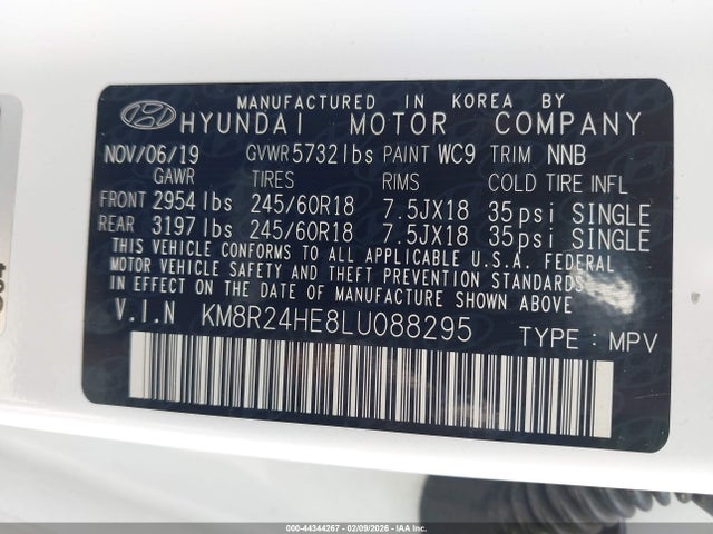 KM8R24HE8LU088295 Hyundai Palisade Sel