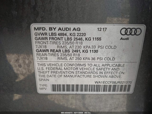 2018 AUDI Q3 WA1ECCFS6JR021370 Photo 8