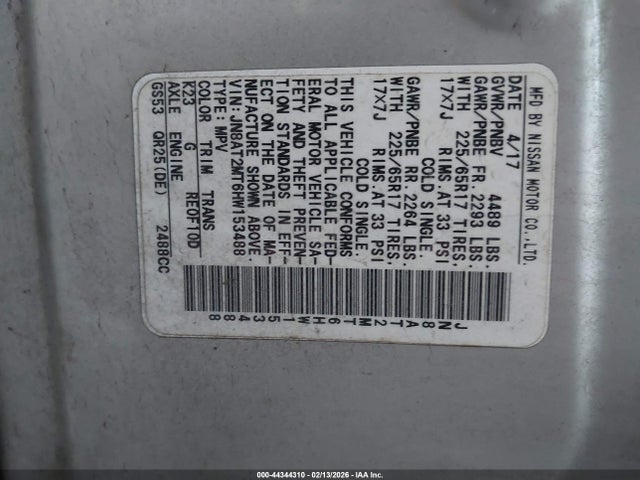 JN8AT2MT6HW153488 Nissan ROGUE SV