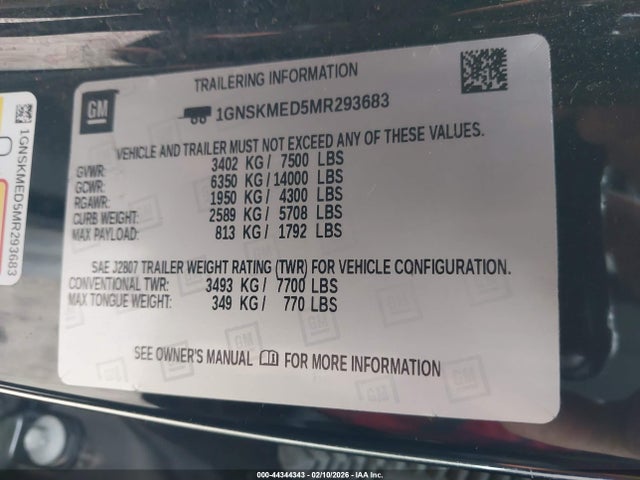 1GNSKMED5MR293683 Chevrolet Tahoe 4wd Ls