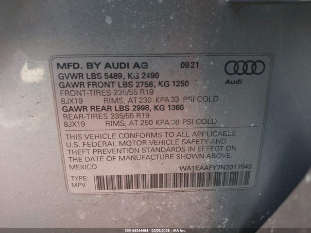 2022 AUDI Q5 WA1EAAFY7N2017843 Photo 8