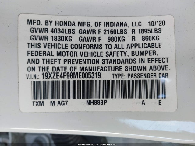 19XZE4F98ME005319 Honda Insight Touring